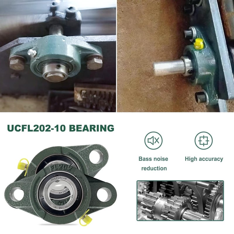 DEEPDREAM 2 Pcs of UCFL202-10 Pillow Block Bearing 5/8 inch Bore, 2 Bolt Flange Mounted, Self Alignment - Image 5